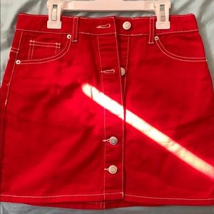 Red jean skirt